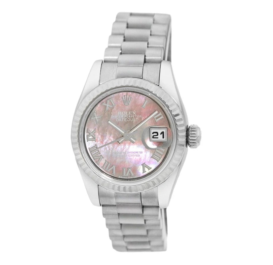 ROLEX 18K WHITE GOLD 26MM PRESIDENT DIAMONDS 179179 LIFETIME WARRANTY BOX MINTY: ROLEX 18K WHITE GOLD 26MM PRESIDENT DIAMONDS 179179 LIFETIME WARRANTY BOX MINTY BRAND: Rolex Model: President Reference No: 179179 Case Measurements: Case Diameter: 26mm Case Thickness: 10.5mm Water R