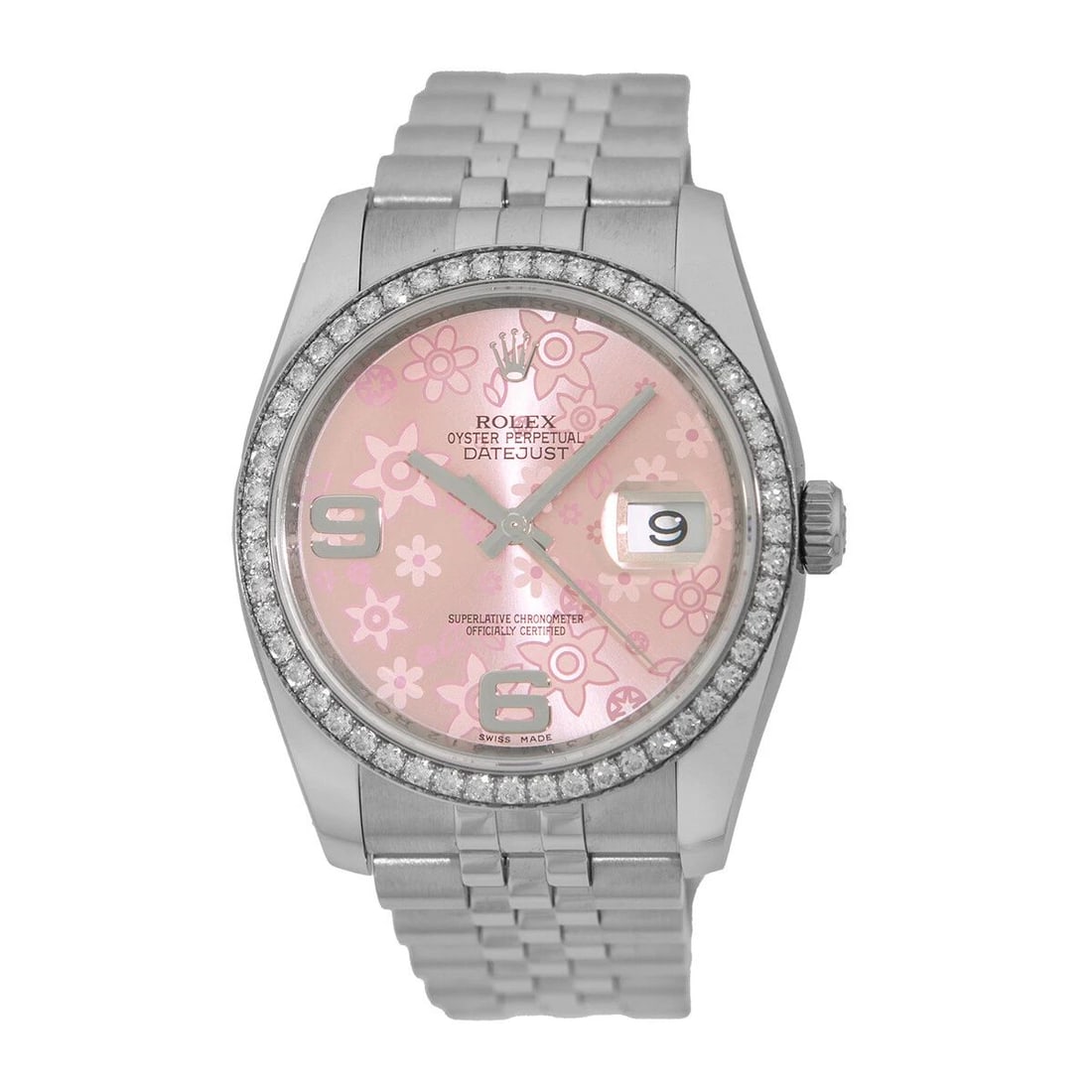 ROLEX STAINLESS STEEL 36MM FACTORY DIAMOND BEZEL DATEJUST 116244 BOX WARRANTY: ROLEX STAINLESS STEEL 36MM FACTORY DIAMOND BEZEL DATEJUST 116244 BOX WARRANTY ROLEX Stainless Steel Diamond 116244 "Datejust" Box Warranty Pre-Owned Gent's Stainless Steel Rolex Diamond 116244 "Dateju