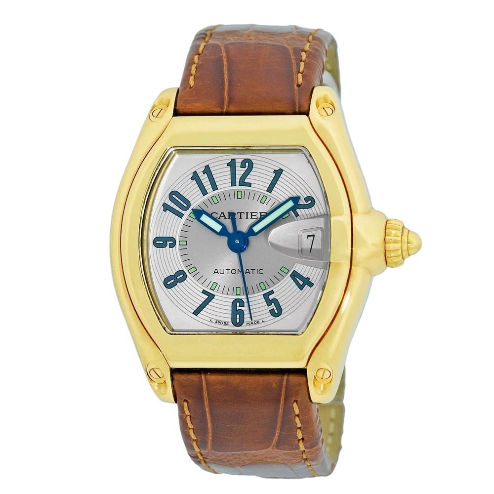 CARTIER GENT'S 18K YELLOW GOLD ROADSTER AUTOMATIC BOX WARRANTY DEPLOYANT MINTY (1 of 2)