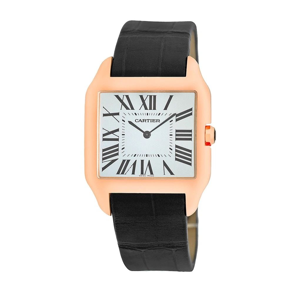CARTIER LARGE 18K ROSE GOLD 35MM SANTOS DUMONT W2006951-2650 BOX WARRANTY: CARTIER Large 18K Rose Gold 35mm Santos Dumont W2006951-2650 Box Warranty Gent's 18K Rose Gold 35mm Cartier "Santos Dumont" Item #: CDC072532 BRAND Cartier Model: Santos Dumont Reference No: W2006951 