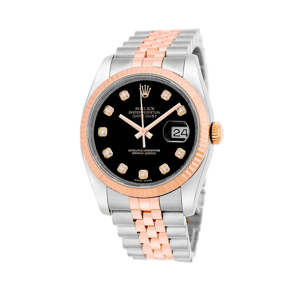 ROLEX STEEL & 18K ROSE GOLD 36MM DATEJUST 116231 BOX WARRANTY MINTY: ROLEX STEEL & 18K ROSE GOLD 36MM DATEJUST 116231 BOX WARRANTY MINTY ROLEX Stainless Steel & 18K Rose Gold 36mm Datejust 116231 Pre-Owned Gent's Stainless Steel & 18K Rose Gold 36mm Rolex "Datejust" Br