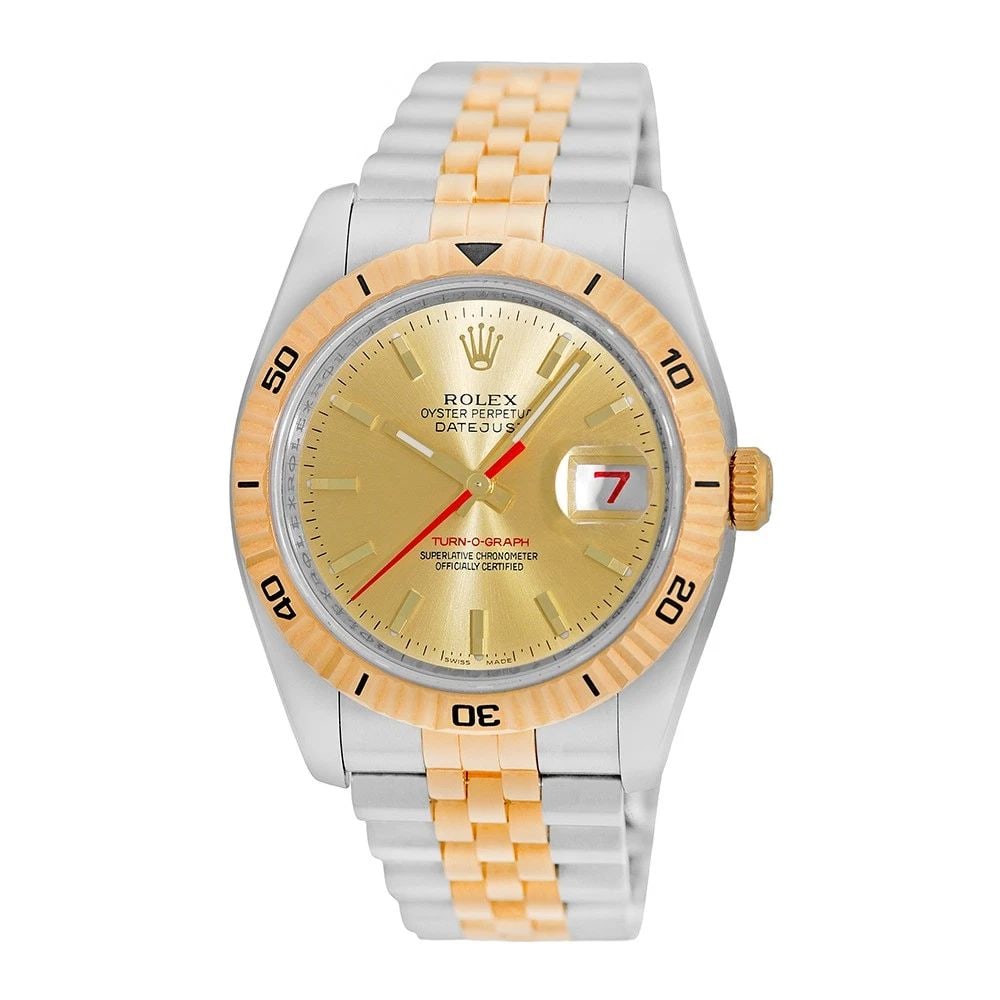 ROLEX STAINLESS STEEL & 18K YELLOW GOLD 36MM DATEJUST TURN-O-GRAPH 116263 BOX: ROLEX STAINLESS STEEL & 18K YELLOW GOLD 36MM DATEJUST TURN-O-GRAPH 116263 BOX BRAND: Rolex Model: Datejust Reference No: 116263 Gender: Gent’s Movement: Handmade Swiss Chronometer Certified(COSC) Au