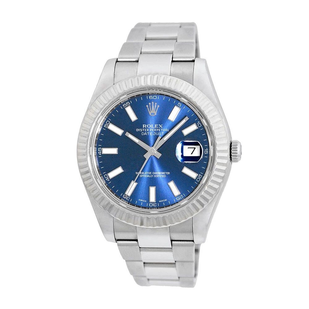 ROLEX STAINLESS STEEL 41MM DATEJUST II BLUE DIAL 116334 WARRANTY BOX MINTY: ROLEX STAINLESS STEEL 41MM DATEJUST II BLUE DIAL 116334 WARRANTY BOX MINTY ROLEX Stainless Steel 41mm Datejust II Blue Dial 116334 Warranty Box MINTY Pre-Owned Gent's Stainless Steel 41mm Rolex "Datej