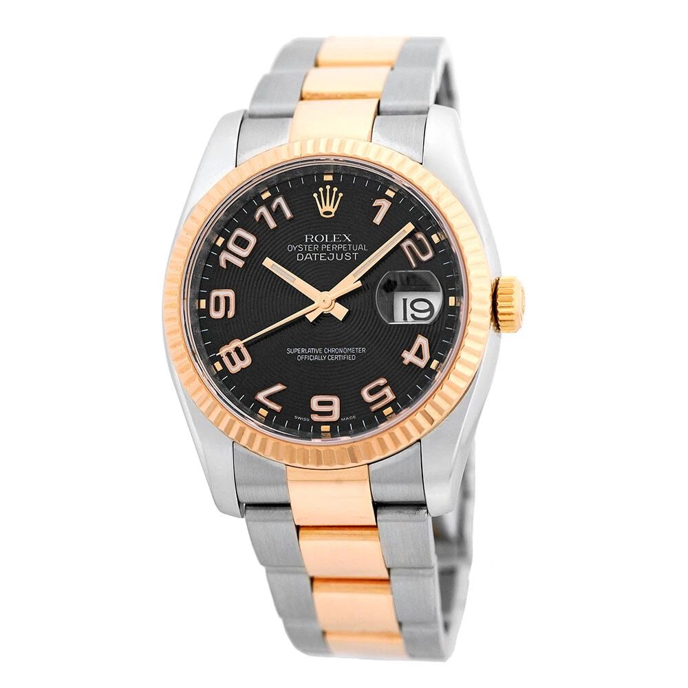 ROLEX STAINLESS STEEL & 18K ROSE GOLD 36MM DATEJUST 116231 BOX WARRANTY: ROLEX STAINLESS & 18K ROSE GOLD 36MM DATEJUST 116231 BOX WARRANTY Pre-Owned Gent's Stainless Steel & 18K Rose Gold 36mm Rolex "Datejust" box warranty Gent's Stainless Steel & 18K Rose Gold 36mm Rolex 