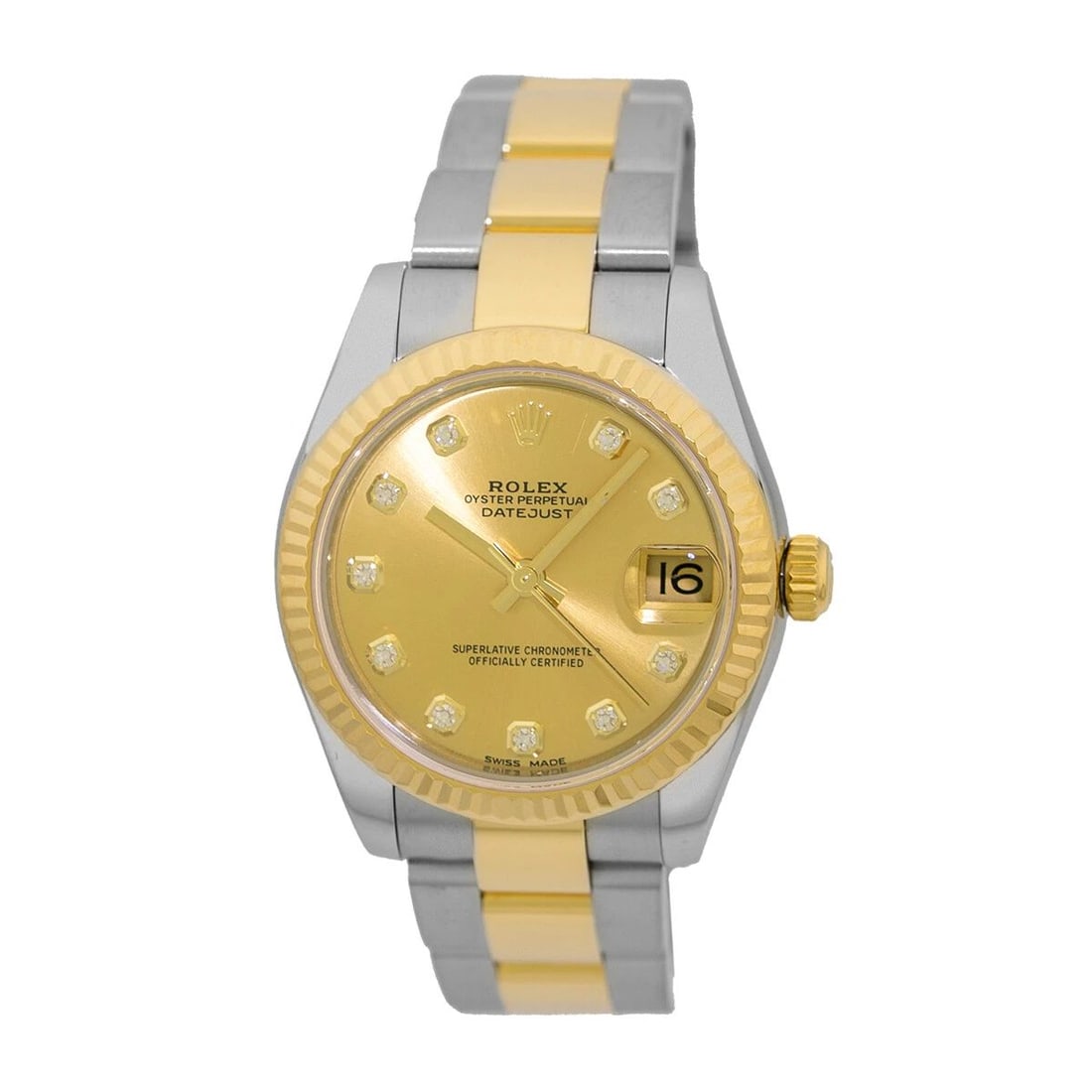 ROLEX MIDSIZE 31MM STAINLESS & 18K YELLOW GOLD DIAMOND DATEJUST 178273 BOX MINTY: ROLEX MIDSIZE 31MM STAINLESS & 18K YELLOW GOLD DIAMOND DATEJUST 178273 BOX MINTY ROLEX Midsize Stainless & 18K Yellow Gold 31mm Datejust 178273 Box MINTY Preowned Midsize Stainless Steel & 18K Rose Go