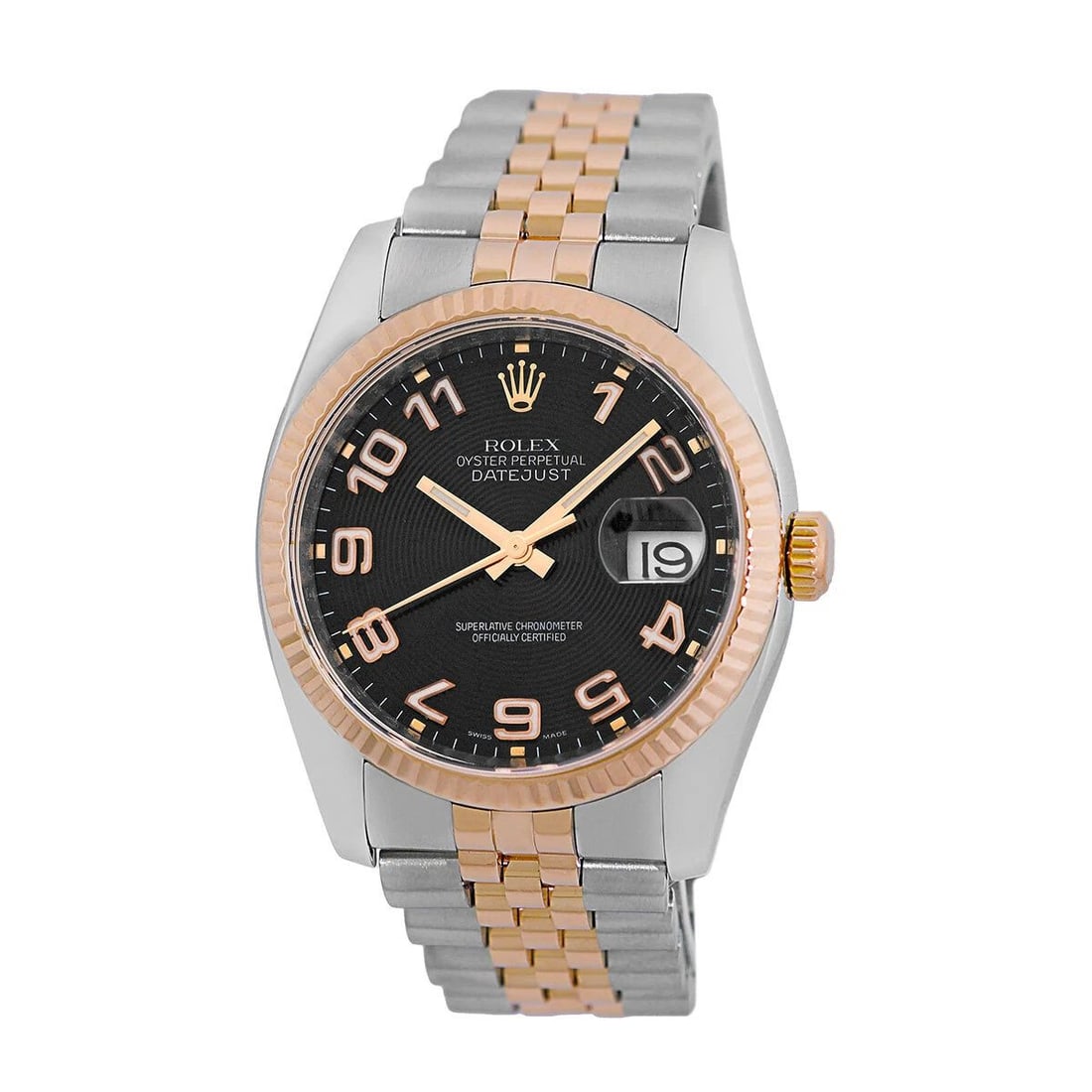 ROLEX STAINLESS STEEL & 18K ROSE GOLD 36MM DATEJUST 116231 BOX WARRANTY MINTY: ROLEX STAINLESS STEEL & 18K ROSE GOLD 36MM DATEJUST 116231 BOX WARRANTY MINTY Pre-Owned Gent's Stainless Steel & 18K Rose Gold 36mm Rolex "Datejust" box warranty Gent's Stainless Steel & 18K Rose Gold