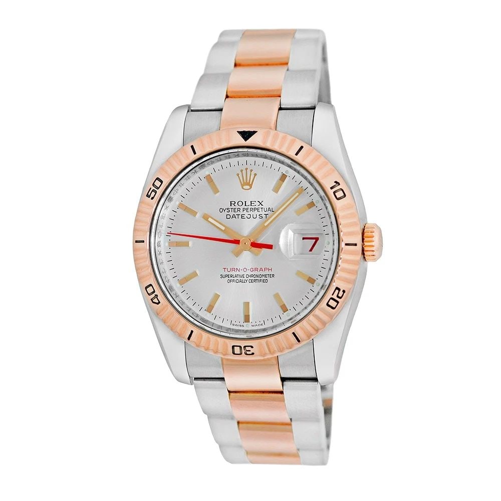 ROLEX STAINLESS STEEL & 18K ROSE GOLD 36MM DATEJUST TURN-O-GRAPH 116261 BOX (1 of 2)