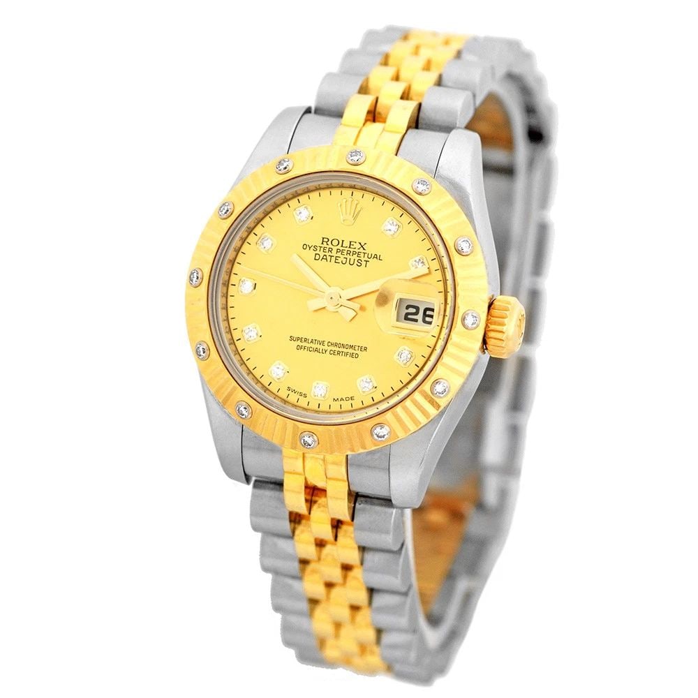 ROLEX STEEL & 18K YELLOW GOLD DATEJUST MOP DIAMOND DIAL 179313 BOX PAPERS MINTY: ROLEX STEEL & 18K YELLOW GOLD DATEJUST MOP DIAMOND DIAL 179313 BOX PAPERS MINTY ROLEX Steel & 18K Yellow Gold Datejust Factory Mother of Pearl Champagne Diamond Dial 179313 Box Papers Certified Pre-Ow