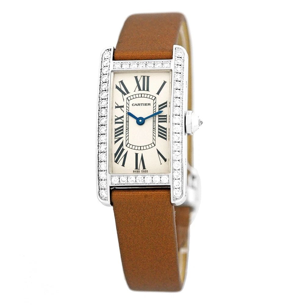 CARTIER LADY 18K WHITE GOLD TANK AMÉRICAINE WJTA0003-2489 BOX WARRANTY MINTY (1 of 2)