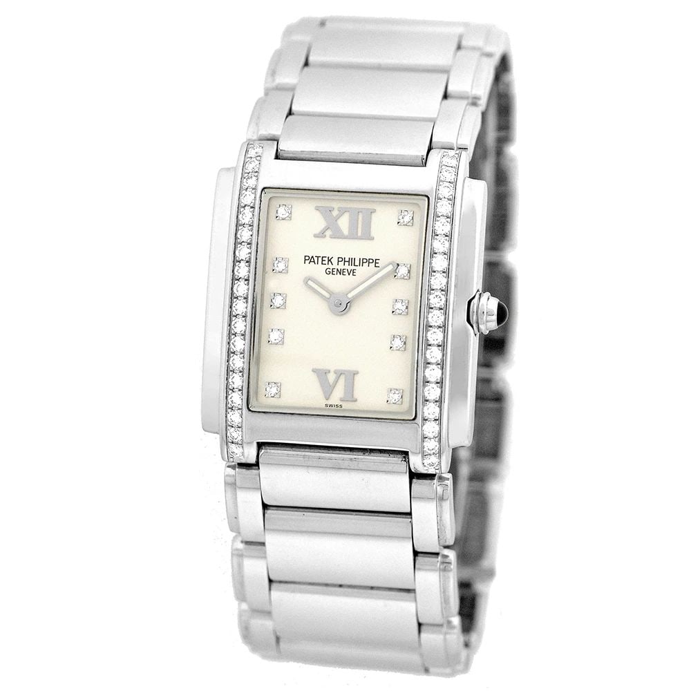 PATEK PHILIPPE STAINLESS TWENTY 4 DIAMONDS 4910 BOX 24 WARRANTY 4910/10A MINTY: PATEK PHILIPPE STAINLESS TWENTY 4 DIAMONDS 4910 BOX 2-4 WARRANTY 4910/10A MINTY PATEK PHILIPPE Stainless Twenty 4 Diamonds 4910 Box 2-4 Warranty 4910/10A MINTY Lady's Stainless Steel Patek Philippe Di