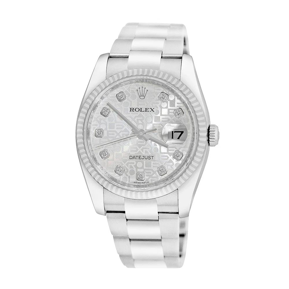 ROLEX STAINLESS STEEL 36MM DATEJUST 116234 BOX WARRANTY: ROLEX Certified Pre-Owned Stainless Steel 36mm "Datejust" Certified Pre-Owned Stainless Steel 36mm Rolex "Datejust" Item #: CDC092509 BRAND Rolex Model: Datejust Reference No: 116234 Gender: Gent's Mo