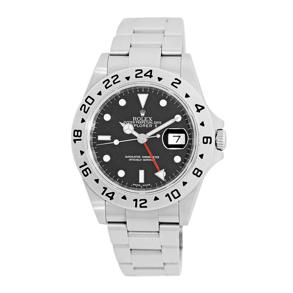 ROLEX STAINLESS STEEL 40MM EXPLORER II BLACK 16570 LIFETIME WARRANTY BOX: ROLEX STAINLESS STEEL 40MM EXPLORER II BLACK 16570 LIFETIME WARRANTY BOX ROLEX Stainless Steel 40mm Explorer II Black # 16570 Lifetime Warranty Box MINTY Pre-Owned Gent's Stainless Steel 40mm Rolex "E