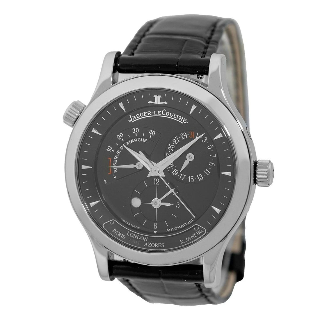 JAEGER LECOULTRE STEEL MASTER GEOGRAPHIC WORLD TIMER 142.8.92 BOX MINTY (1 of 2)