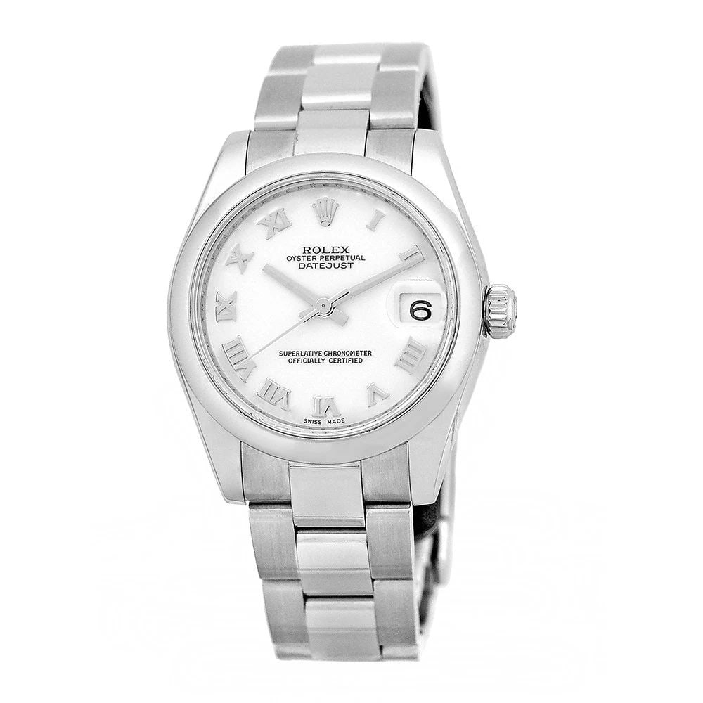 ROLEX STAINLESS STEEL 31MM DATEJUST 178240 WHITE DIAL BOX WARRANTY 2016 MINTY: ROLEX STAINLESS STEEL 31MM DATEJUST 178240 WHITE DIAL BOX WARRANTY 2016 MINTY BRAND: Rolex Model: Datejust Reference No: 178240 Gender: Unisex Movement: Handmade Swiss Chronometer Certified (COSC) Aut