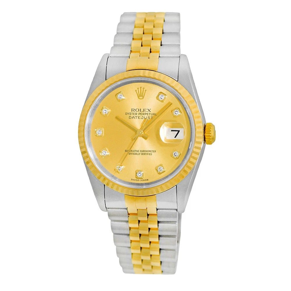 ROLEX STAINLESS STEEL & 18K YELLOW GOLD DATEJUST 16233 BOX WARRANTY MINTY: ROLEX STAINLESS STEEL & 18K YELLOW GOLD DATEJUST 16233 BOX WARRANTY MINTY ROLEX Stainless Steel & 18K Yellow Gold 36mm "Datejust" 16233 Box Waranty Pre-Owned Gent's Stainless Steel & 18K Yellow Gold 3