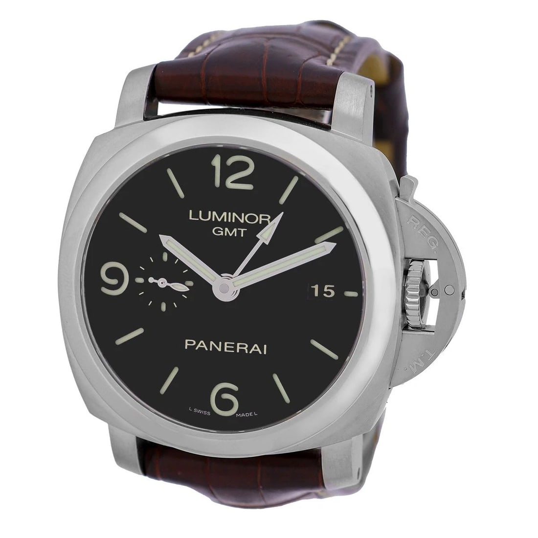 PANERAI STAINLESS STEEL 44MM PAM00320 LUMINOR 1950 8 DAYS GMT BOX WARRANTY: PANERAI STAINLESS STEEL 44MM PAM00320 LUMINOR 1950 8 DAYS GMT BOX WARRANTY PANERAI Stainless Steel 44mm PAM00320 "Luminor 1950 8 Days GMT" Gent's Stainless Steel 44mm Panerai PAM00320 "Luminor 1950 8 