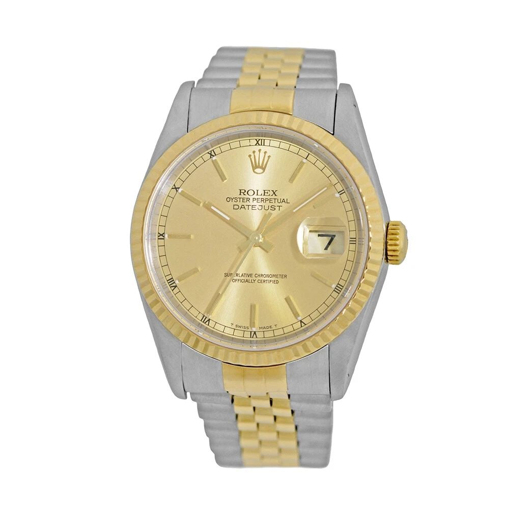 ROLEX STAINLESS STEEL & 18K YELLOW GOLD 36MM DATEJUST 16233 BOX WARRANTY MINTY: ROLEX STAINLESS STEEL & 18K YELLOW GOLD 36MM DATEJUST 16233 BOX WARRANTY MINTY ROLEX Stainless Steel & 18K Yellow Gold 36mm "Datejust" 16233 Box Waranty Pre-Owned Gent's Stainless Steel & 18K Yellow G