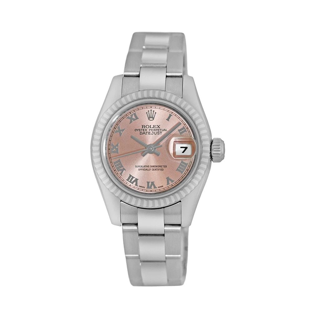 ROLEX STAINLESS STEEL 26MM DATEJUST WHITE GOLD BEZEL 179174 BOX MINTY WARRANTY: ROLEX STAINLESS STEEL 26MM DATEJUST 179174 BOX MINTY WARRANTY ROLEX Stainless Steel 26mm Datejust 179174 Box MINTY Warranty Pre-Owned Lady's Stainless Steel 26mm Rolex "Datejust" Brand: Rolex Model: D