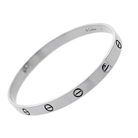 CARTIER 18K WHITE GOLD LOVE BRACELET B6081616 BOX CERTIFICATE 2025: CARTIER 18K White Gold LOVE Bracelet B6081616 Box NEW Certificate 2025 Lady's 18K White Gold Cartier "Love Bracelet" Item #: CDC35107 Material: 18K White Gold Bracelet Size: 16cm (6.3in) Width: 4.8 mm