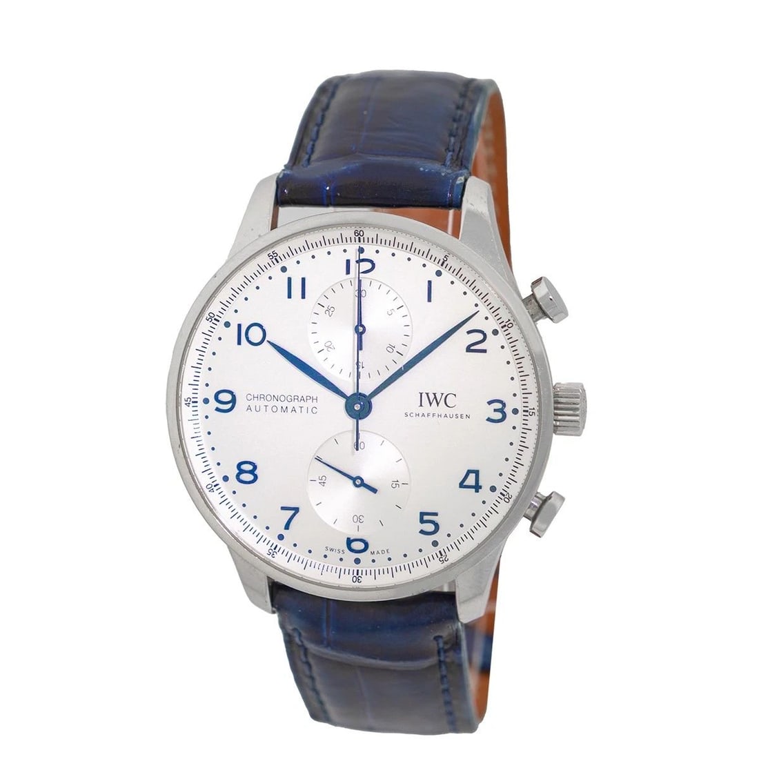 IWC STAINLESS STEEL 41MM PORTUGIESER CHRONOGRAPH 3716 BOX WARRANTY MINTY: IWC STAINLESS STEEL 41MM PORTUGIESER CHRONOGRAPH 3716 BOX WARRANTY MINTY BRAND: IWC Model: Portuguese Chronograph Reference No: IW3716 Gender: Gent’s Movement: Handmade Swiss Automatic Movement Case