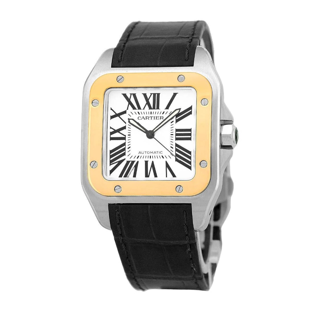 CARTIER STAINLESS STEEL & 18K YELLOW GOLD 38MM SANTOS 100 W20072X7 BOX WARRANTY: CARTIER STAINLESS STEEL & 18K YELLOW GOLD 38MM SANTOS 100 W20072X7 BOX WARRANTY CARTIER Stainless Steel & 18K Yellow Gold 38mm "Santos 100" Box Warranty MINTY Gent's Stainless Steel & 18K Yellow Gold 