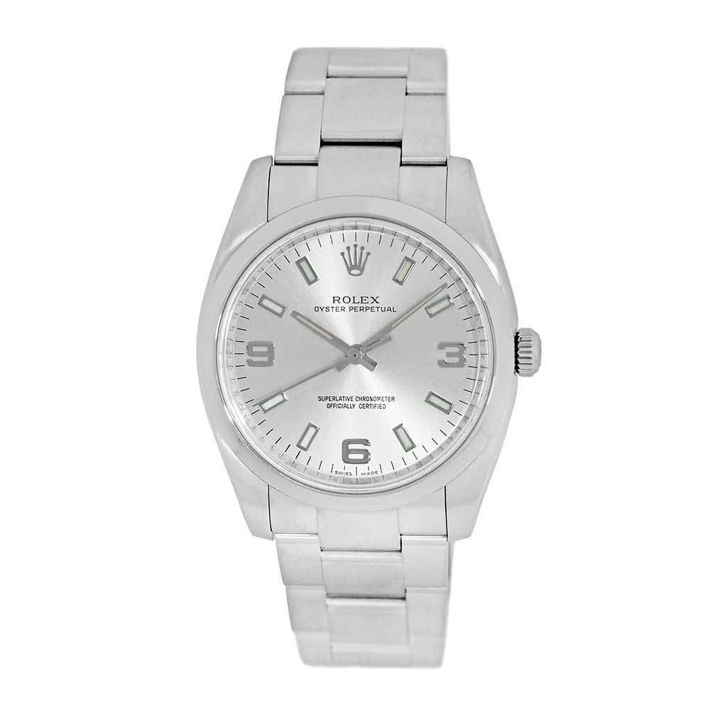 ROLEX STAINLESS STEEL 34MM ROLEX OYSTER PERPETUAL 114200 WARRANTY BOX MINTY: ROLEX STAINLESS STEEL 34MM ROLEX OYSTER PERPETUAL 114200 WARRANTY BOX MINTY BRAND: Rolex Model: Oyster Perpetual Reference No: 114200 Gender: Gent’s Movement: Handmade Swiss Chronometer Certified (C