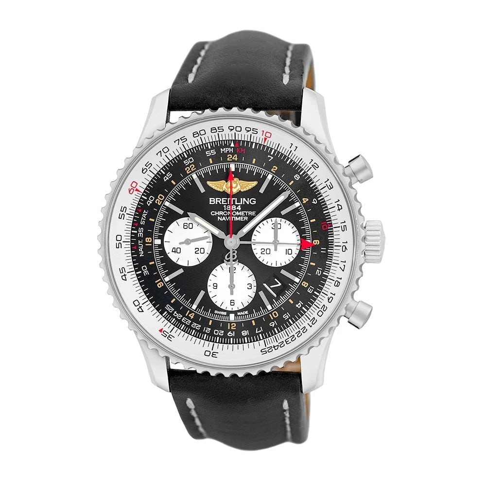 BREITLING STAINLESS STEEL 48MM NAVITIMER GMT CHRONOGRAPH AB044121 BOX WARRANTY (1 of 2)