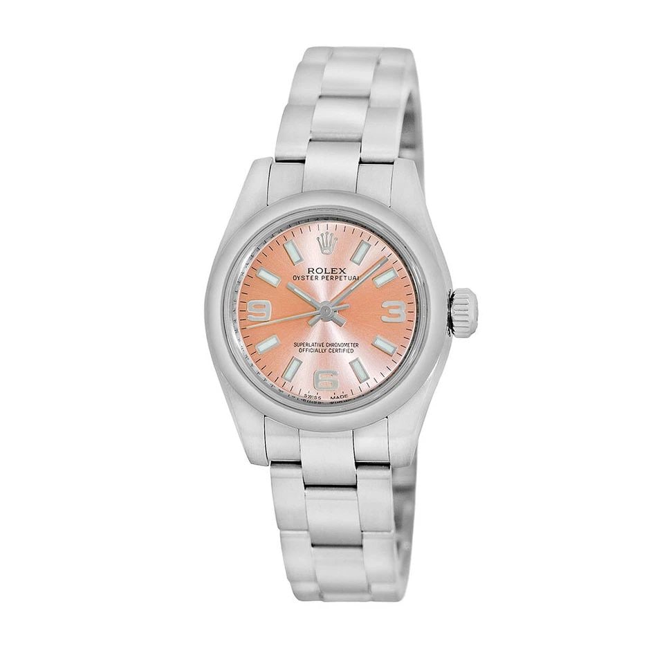 ROLEX LADY'S STAINLESS STEEL 26MM OYSTER PERPETUAL PINK 176200 BOX WARRANTY (1 of 2)