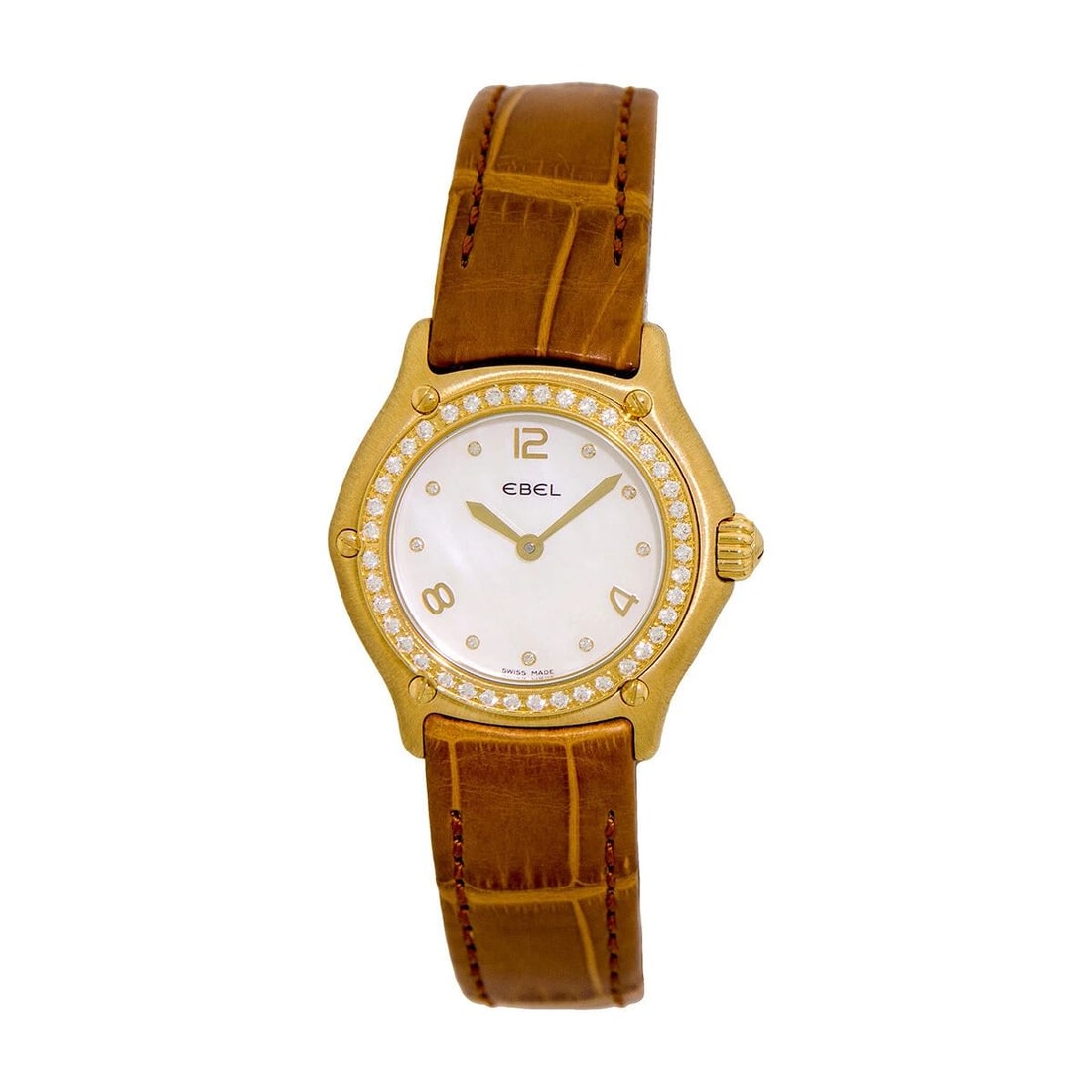 EBEL 18K YELLOW GOLD 1911 FACTORY DIAMOND MOTHERPEARL 8090214 BOXWARRANTY UNWORN: EBEL 18K YELLOW GOLD 1911 FACTORY DIAMOND MOTHERPEARL 8090214 BOXWARRANTY UNWORN NEW EBEL 18K Yellow Gold 27mm 1911 Factory Diamonds 8090214 Box Warranty NEW NEW Lady's 18K Yellow Gold 27mm Ebel Diamo