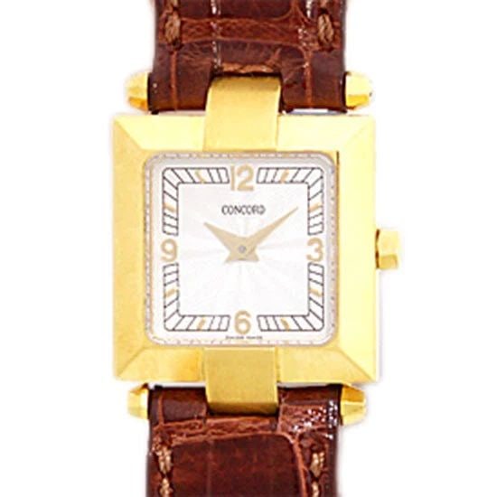CONCORD 18K YELLOW GOLD 20MM LA SCALA 0308141 BOX WARRANTY NEW: CONCORD 18K Yellow Gold 20mm La Scala Box Warranty NEW Lady's 18K Yellow Gold Concord "La Scala" Strapwatch Item #: CT10721 BRAND Concord Model: La Scala Reference No: 0308141 Gender: Lady’s Movemen