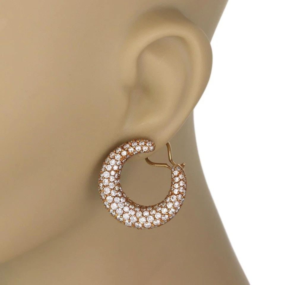 6CT DIAMOND EARRINGS 18K GOLD LARGE CRESCENT MOON POST CLIP EARRINGS (1 of 1)