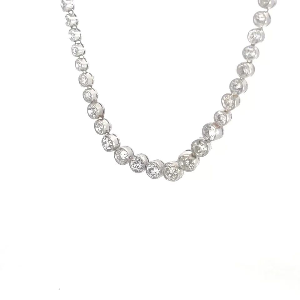 DIAMOND PLATINUM TENNIS NECKLACE 14K GOLD GRADUATED BEZEL SET STYLE: This is an awesome luxurious and elegant piece of jewelry perfect for special occasions like Mother's Day, Christmas, weddings, anniversaries, birthdays, and Valentine's Day. It is crafted from platin