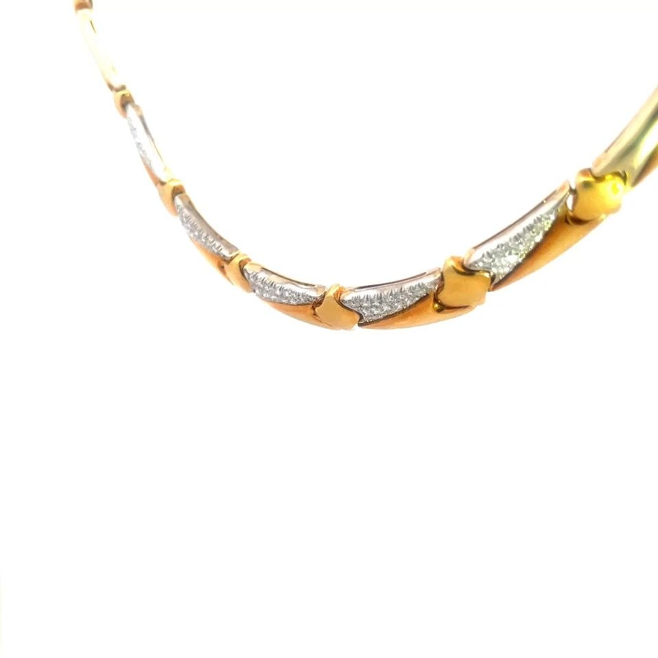 GARAVELLI DIAMOND GOLD NECKLACE 18K TWO TONE COLLAR STYLE ITALIAN (1 of 1)