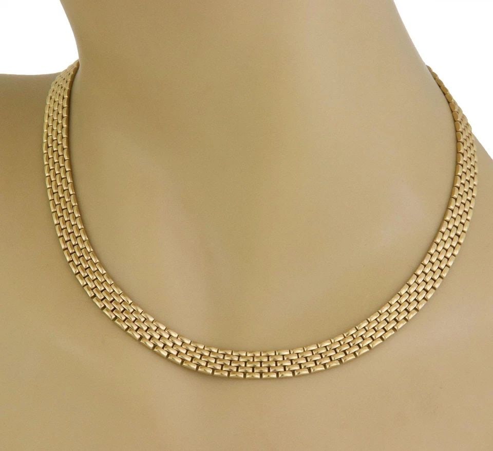 PANTHER BRACELET NECKLACE SET ITALY 18K YELLOW GOLD LINK 7MM: PANTHER BRACELET NECKLACE SET ITALY 18K YELLOW GOLD LINK 7MM Italy 18k Yellow Gold Panther Link 7mm Bracelet Necklace Set Description This beautiful collar necklace and bracelet set are crafted from 1