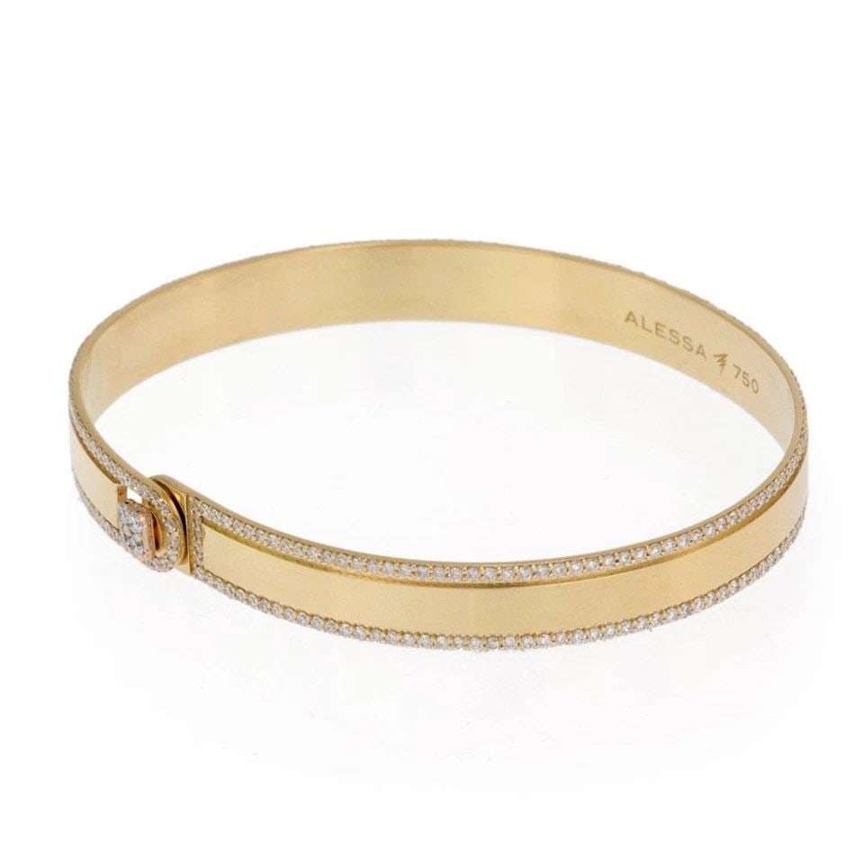 ALESSA 2.00CT DIAMOND 18K YELLOW GOLD 7MM WIDE HOOK BANGLE -: ALESSA 2.00CT DIAMOND 18K YELLOW GOLD 7MM WIDE HOOK BANGLE - Alessa 2.00ct Diamond 18k Yellow Gold 7mm Wide Hook Bangle - Description This beautiful wide hook band is by Alessa Jewelry, crafted from 1