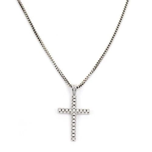 1.50CT DIAMOND 14K WHITE GOLD MEN'S CROSS PENDANT & CHAIN 30"LONG (1 of 2)