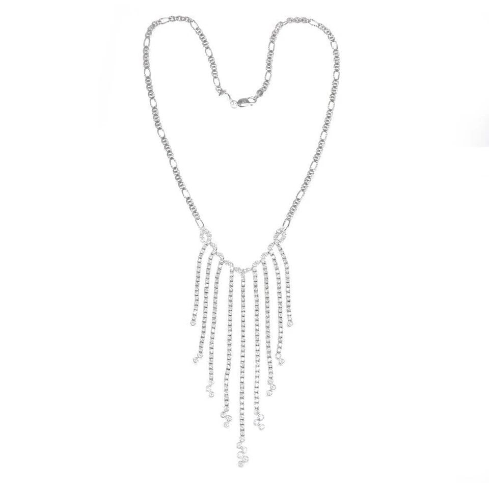 ESTATE 3.60CT DIAMOND 18K WHITE GOLD FRINGE PENDANT NECKLACE: ESTATE 3.60CT DIAMOND 18K WHITE GOLD FRINGE PENDANT NECKLACE Estate 3.60ct Diamond 18k White Gold Fringe Pendant Necklace Description This gorgeous necklace is crafted from 18k white gold. It features