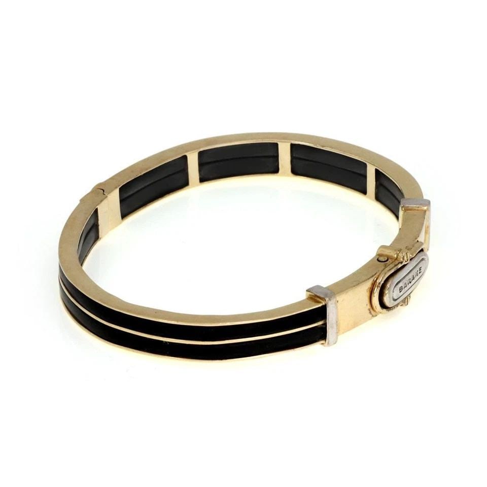 MEN'S BARAKE 14K TWO TONE GOLD & BLACK RUBBER BANGLE BRACELET: MEN'S BARAKE 14K TWO TONE GOLD & BLACK RUBBER BANGLE BRACELET Men's Barake 14k Two Tone Gold & Black Rubber Bangle Bracelet Description This men's bangle bracelet is crafted from 14k yellow and white 