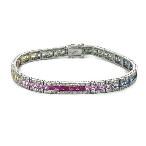 SAPPHIRE GOLD RAINBOW BRACELET DIAMOND 14K WHITE BRACELET (1 of 1)