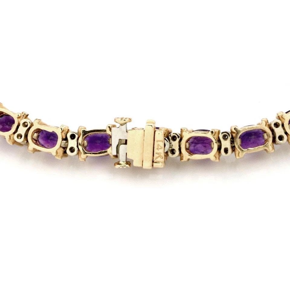 AMETHYST DIAMOND BRACELET 14K YELLOW GOLD TENNIS BRACELET ESTATE (1 of 1)