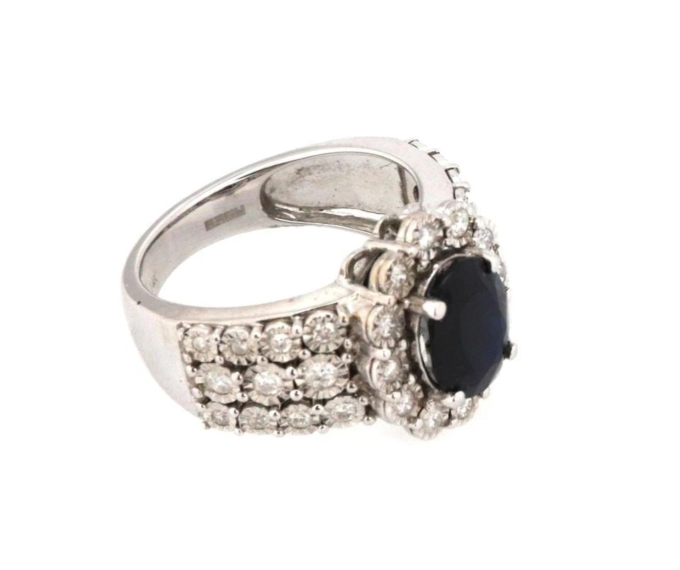 EFFY DIAMOND & SAPPHIRE 14K WHITE GOLD COCKTAIL RING SIZE 7 -: EFFY DIAMOND & SAPPHIRE 14K WHITE GOLD COCKTAIL RING SIZE 7 - Effy Diamond & Sapphire 14k White Gold Cocktail Ring Size 7 - Description This is an authentic cocktail ring by Effy, it is crafted from 1