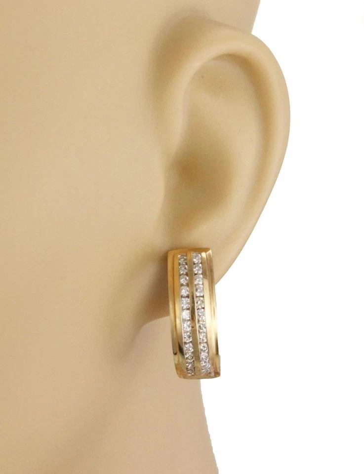 CLASSIC 1.00CT DIAMOND 14K YGOLD OVAL HALF HOOP EARRINGS: CLASSIC 1.00CT DIAMOND 14K YGOLD OVAL HALF HOOP EARRINGS Classic 1.00ct Diamond 14k YGold Oval Half Hoop Earrings Description This is a lovely classic pair of oval hoop earrings, they are crafted from