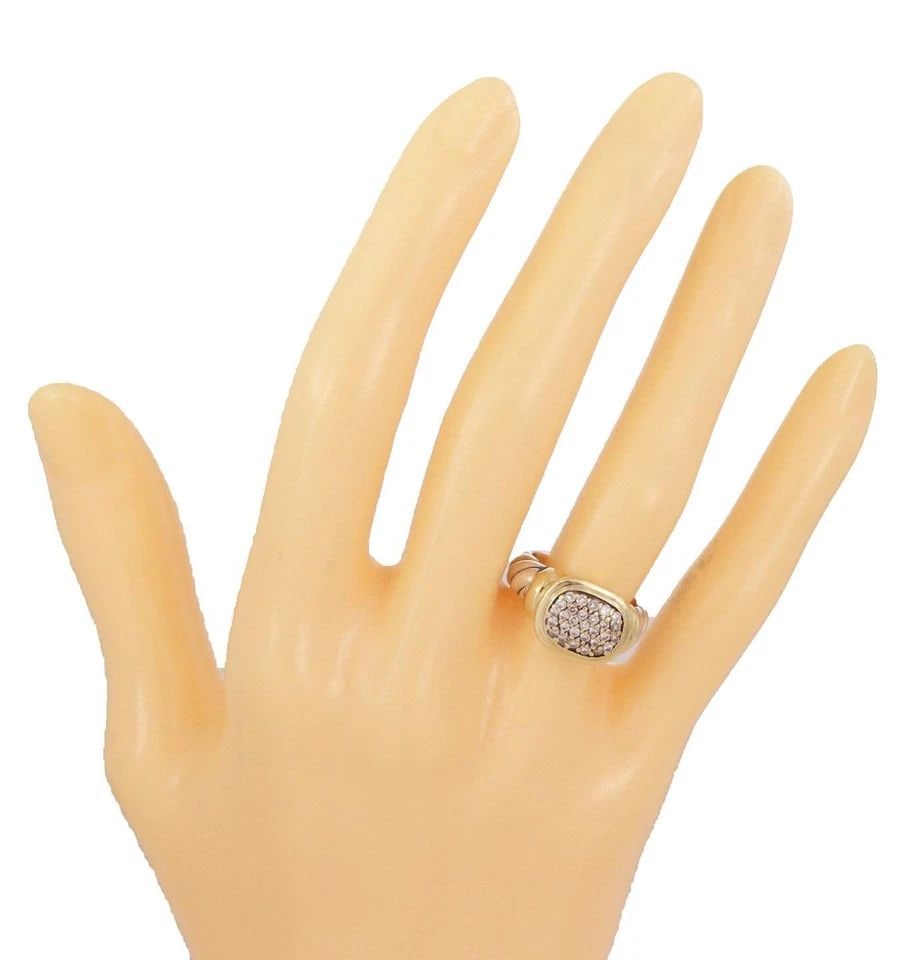 DAVID YURMAN NOBLESSE DIAMOND 18K GOLD 925 SILVER CABLE RING: DAVID YURMAN NOBLESSE DIAMOND 18K GOLD 925 SILVER CABLE RING David Yurman Noblesse Diamond 18k Gold 925 Silver Cable Ring Description This authentic ring is by David Yurman from the Noblesse Collectio