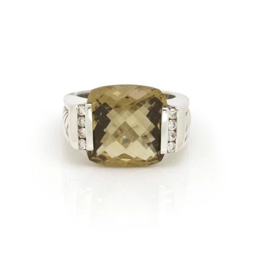 DAVID YURMAN DIAMOND CITRINE STERLING SILVER CABLE RING SIZE 7 (1 of 2)