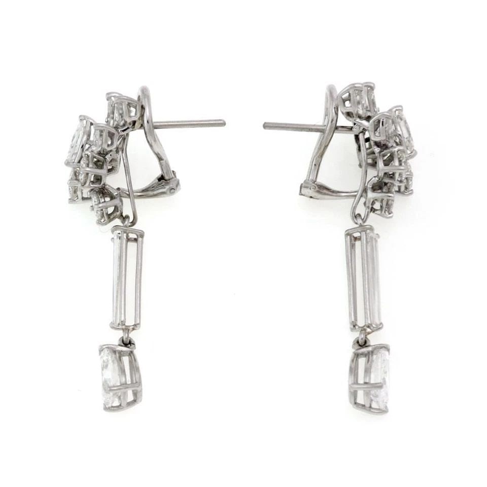 PLATINUM 6.33CT DIAMOND CLUSTER TOP LONG DANGLE EARRINGS (1 of 1)