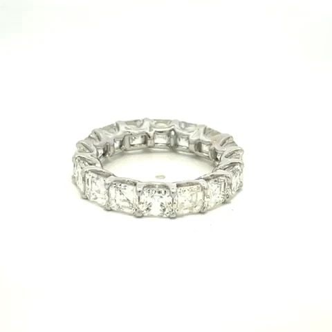 DIAMOND PLATINUM ASSCHER CUT ETERNITY RING 6.75 CARAT SIZE 6.5 NEW: DIAMOND PLATINUM ASSCHER CUT ETERNITY RING 6.75 CARAT SIZE 6.5 NEW DIAMOND PLATINUM ASSCHER CUT ETERNITY RING 6.75 CARAT SIZE 6.5 NEW This is a NEW stunning full circle diamond wedding band ring; it i