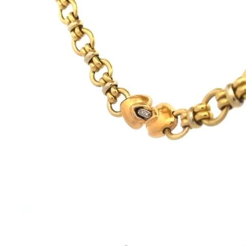 ROBERTO COIN 18K GOLD NECKLACE DIAMOND HEARTS MOTIF YELLOW 33" LONG: ROBERTO COIN 18K GOLD NECKLACE DIAMOND HEARTS MOTIF YELLOW 33" LONG ROBERTO COIN 18K GOLD NECKLACE DIAMOND HEARTS MOTIF YELLOW 33" LONG This long vintage authentic necklace is from Roberto Coin, from 