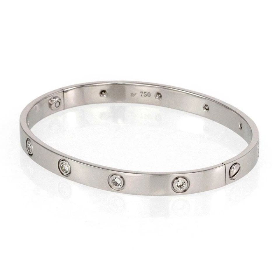 CARTIER LOVE 10 DIAMONDS 18K CLASSIC W/G BANGLE SIZE 19 SCREWDRIVER PAPER BOX: CARTIER LOVE 10 DIAMONDS 18K CLASSIC W/G BANGLE SIZE 19 SCREWDRIVER PAPER BOX CARTIER LOVE 10 DIAMONDS 18K CLASSIC W/G BANGLE SIZE 19 SCREWDRIVER PAPER BOX Cartier Love 10 Diamonds 18k W/G Classic Ban