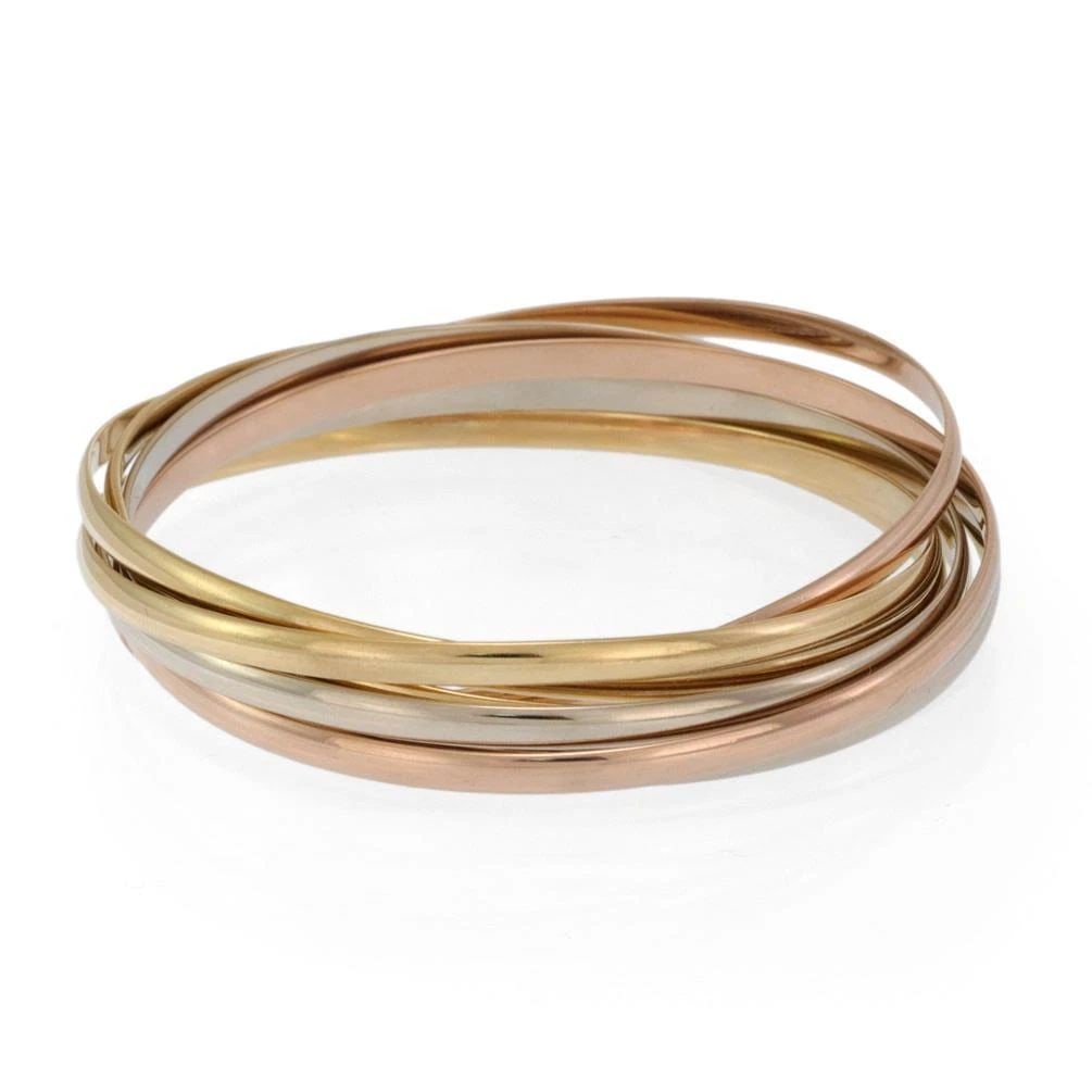 RARE CARTIER TRINITY 18K TRICOLOR GOLD 3.5MM 7 INTERLACED BANGLES W/PAPER (1 of 1)