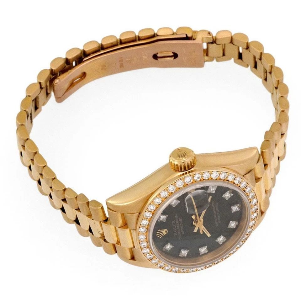ROLEX WATCH OYSTER DIAMOND DIAL & BEZEL DATEJUST 18K GOLD AUTOMATIC 69178: ROLEX WATCH OYSTER DIAMOND DIAL & BEZEL DATEJUST 18K GOLD AUTOMATIC 69178 ROLEX WATCH OYSTER DIAMOND DIAL & BEZEL DATEJUST 18K GOLD AUTOMATIC 69178 The Rolex Watch Oyster Diamond Dial & Bezel DateJust